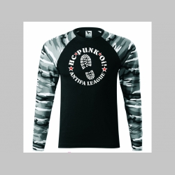 Hardcore Punk Oi! Antifa League pánske tričko (nie mikina!!) s dlhými rukávmi vo farbe " metro " čiernobiely maskáč gramáž 160 g/m2 materiál 100%bavlna